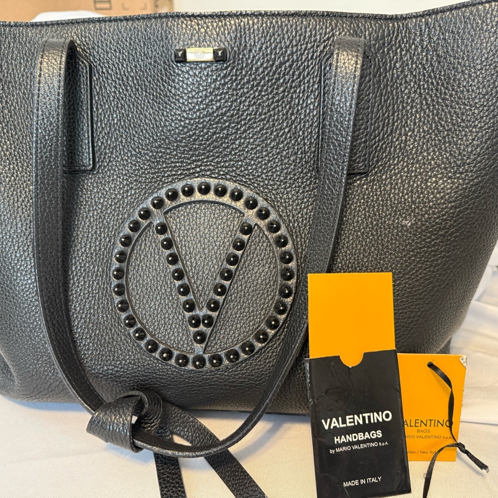 Valentino Black Pebbled Leather Tote